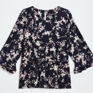 Karl Lagerfeld Navy Floral Blouse